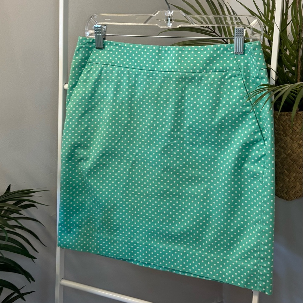 🌸Ann Taylor Green Cotton Polka Dot Skirt🌸